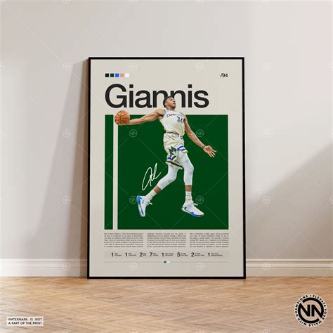 Giannis Antetokounmpo Poster Milwaukee Bucks Poster Sports Inspire