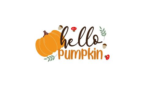 Hello Pumpkin Season Autumn Hand Drawn Lettering Vector Set With