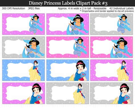 Disney Princess Labels Clipart Pack