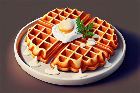 Premium Photo European Cuisine Waffles Food