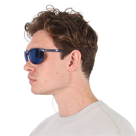 Emporio Armani Blue Mirrored Blue Square Men S Sunglasses Ea2124 301855 64 8056597622455