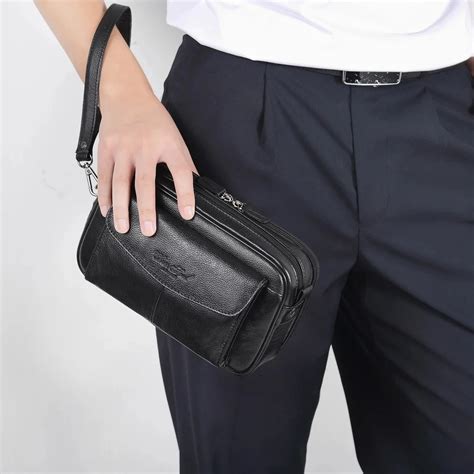 Genuine Leather Mens Clutch Bags For Men Hand Bag Male Long Money