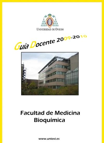 Guía Docente 2009 2010 Facultad de Medicina Bioquímica uniovi es