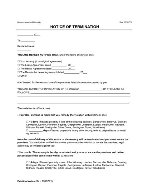 Free Kentucky Eviction Notice Forms Pdf And Word Downloads