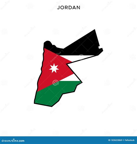 Map And Flag Of Jordan Vector Design Template With Editable Stroke