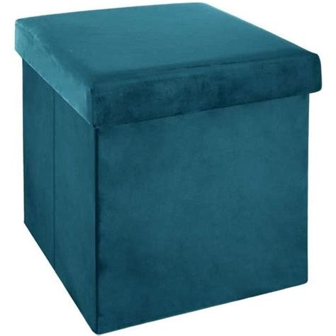 Atmosphera Pouf Pliant Velours Bleu P Trole Tess X