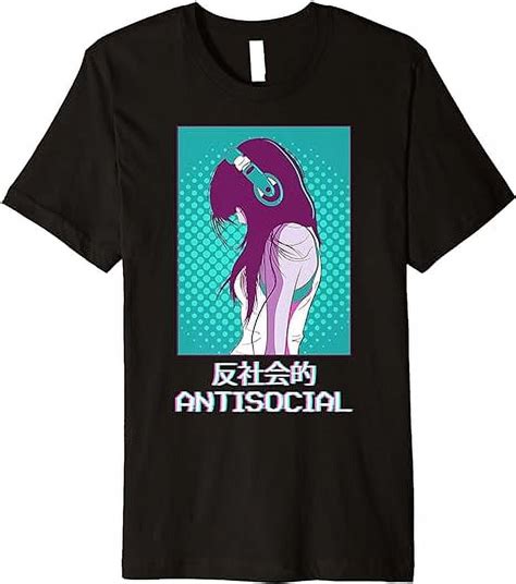 Antisocial Anime Girl Vaporwave Aesthetic Anti Social Premium T Shirt