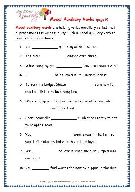 Modal Auxiliary Verbs Worksheets - Worksheet Template Student Layla