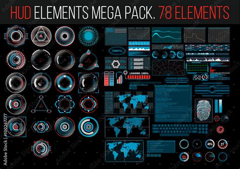 HUD Elements Mega Pack 78 Elements Sci Fi Futuristic User Interface