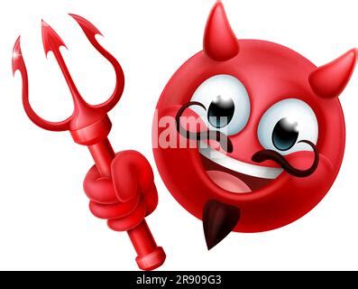 Demon Smileys Vector Set Bad Devil Smiley Face Or Red Emoticons With