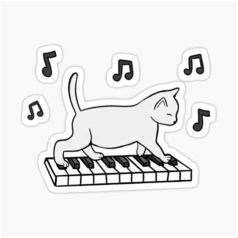 Piano Cat Sticker For Sale By Kellylouisev Redbubble