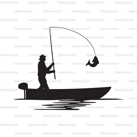 Fisherman Caught A Fish Bass Boat Silhouette Gone Fishing Etsy Australia