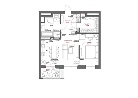 Планировка квартиры 60 кв м 2 комнаты - фото