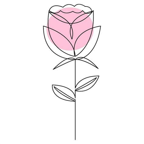 Flor de rosa continuo dibujo de arte de una sola línea contorno