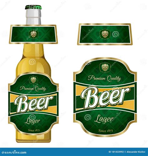 Beer Label Template With Neck Label Lager Beer Vector Illustration