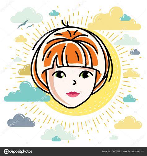 Beautiful Women Face Human Head Vector Character Attractive Redhead