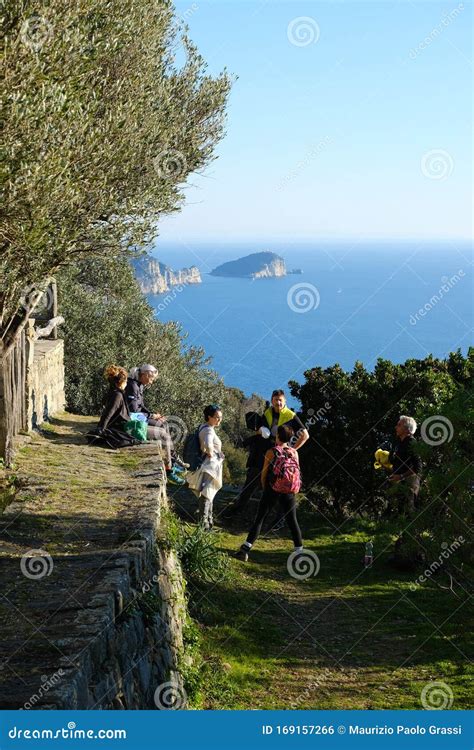 People On A Sunday Trip On The Paths Of The Cinque Terre In Liguria