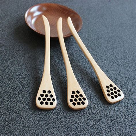 Bionic Natural Wooden Honey Dipper Drizzler Server Mixing Stick Spoon