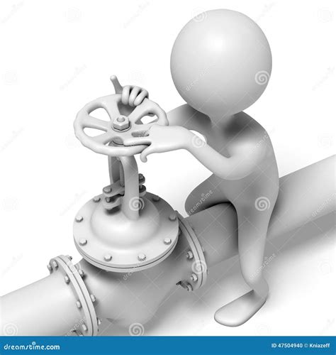 Funny Character Opens The Valve Stock Photo Cartoondealer