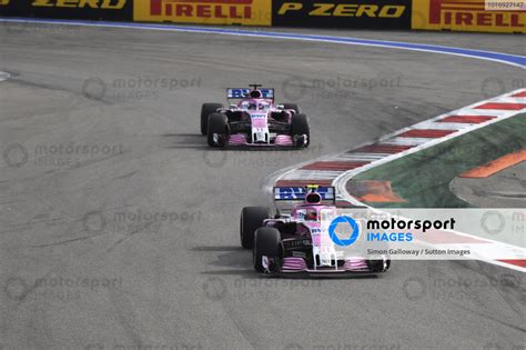 Esteban Ocon Racing Point Force India Vjm And Sergio Perez Racing