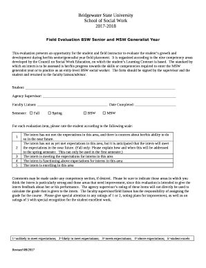 Field Evaluation BSW Senior And MSW Generalist Year Doc Template