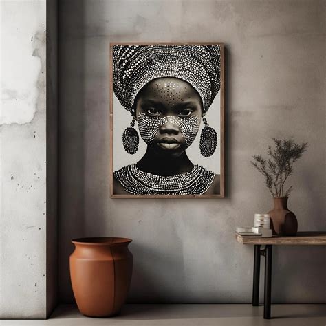 African Tribal Woman L Tribal Art Digital Print Africa Painting