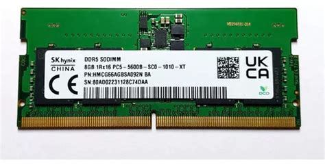 Memoria Ram Sk Hynix 8gb 1rx16 Pc5 5600b Ddr5 Sodim Laptop Envío gratis