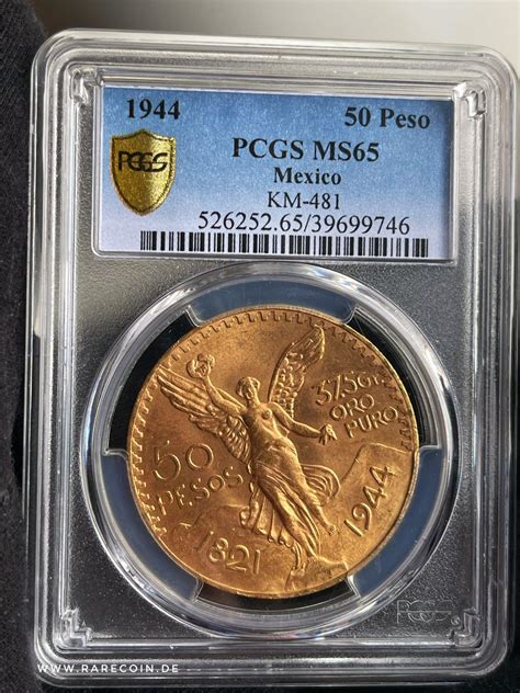 Mexico Centenario 50 Pesos 1 2 Oz 1944 PCGS MS65