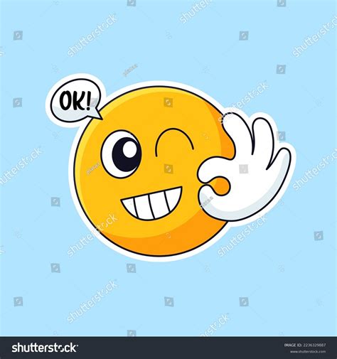 Cute Blinking Eye Emoji Face Okay Stock Vector Royalty Free