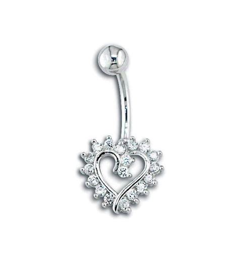 14g Cz Heart 925 Sterling Silver Belly Button Ring Etsy