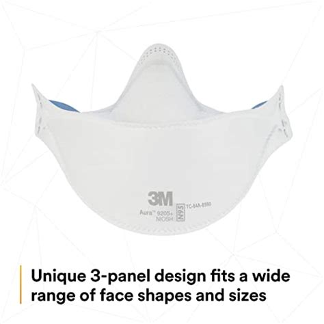 3m Aura Particulate Respirator 9205 N95 Individually Wrapped 3 Panel Flat Fold Design Allows