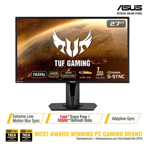 Asus Tuf Gaming Vg27aq Hdr Gaming Monitor 27 Inch Wqhd 2560x1440