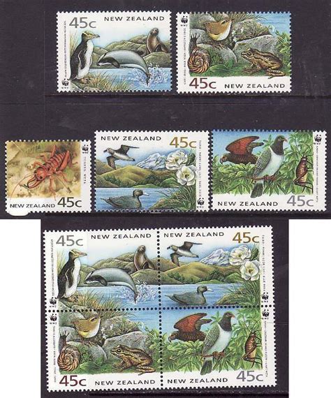 New Zealand Sc Cd Id Unused Nh Set Block Wwf Birds