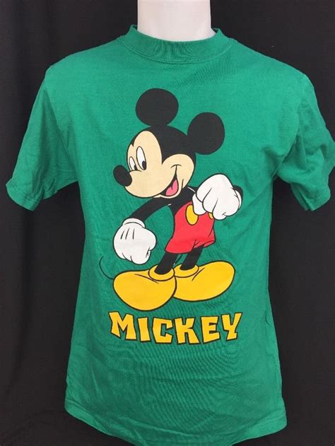 Disneys Mickey Inc Classic Mickey Mouse Green T Shirt Made Usa Dibujos