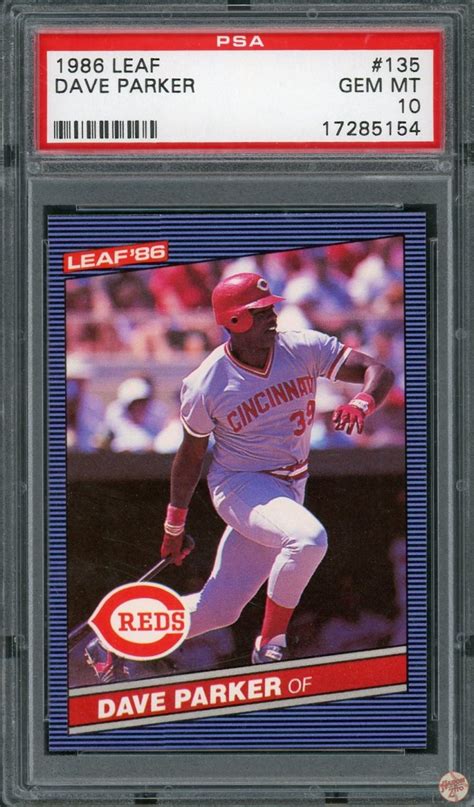 1986 Leaf Dave Parker 135 Psa 10 Pop 2 154 Aaron To Zito