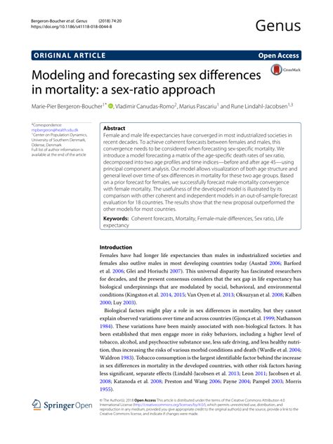 Pdf Modeling And Forecasting Sex Differences In Mortality A Sex