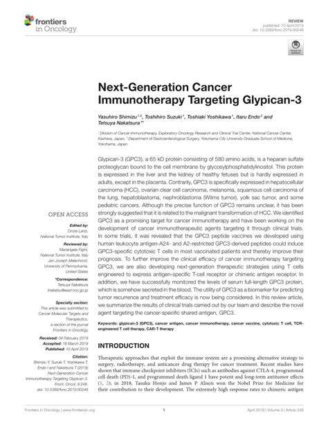 Pdf Next Generation Cancer Immunotherapy Targeting Glypican 3