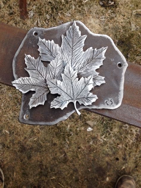 Maple Leaf Plaque Artfully Crooked Metal Sculpture Steel Art