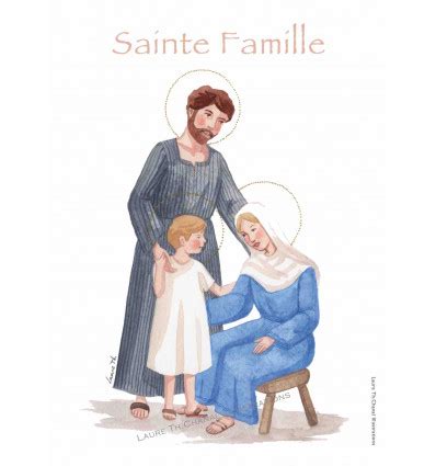 Carte représenant la Sainte Famille à l aquarelle