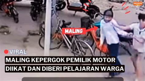 Maling Motor Diikat Dan Diberi Pelajaran Oleh Warga Kepergok Saat