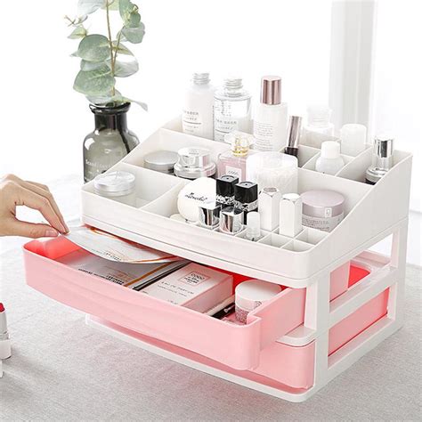 Buy High Quality Nordic Double Deck Desktop Comestics Makeup Storage