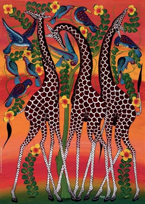 Tinga Tinga, Giraffes | PuzzleWarehouse.com | Giraffe kunst, Verfkunst, Kunstprojecten