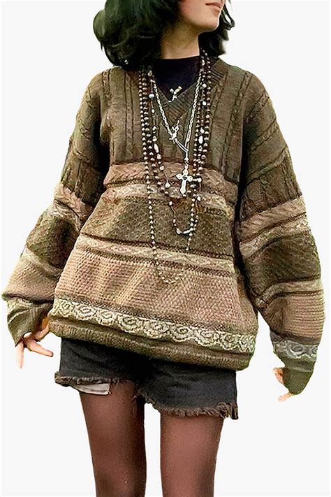 Moss Green Granola Girl Sweater Aesthetic Clothes Shop