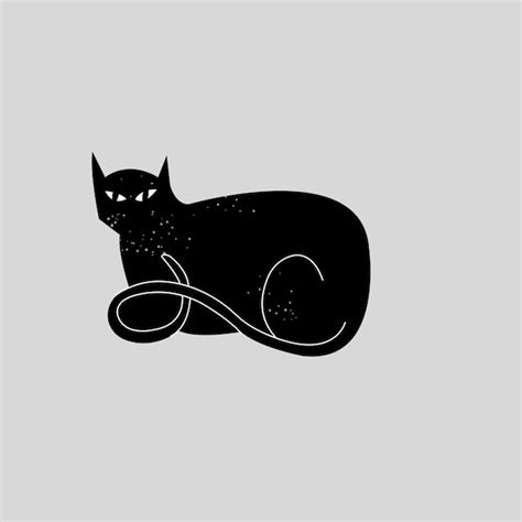 Ilustración vectorial de la silueta de un gato negro sentado sobre un