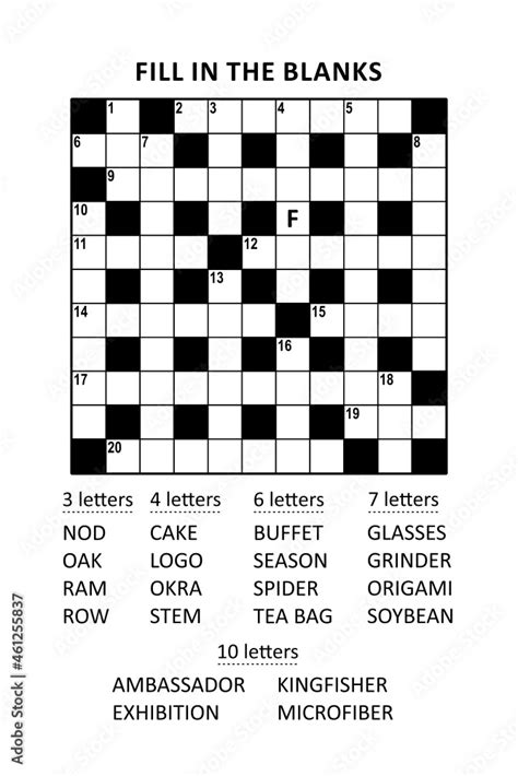 Puzzle Page With Criss Cross Or Fill In Crossword Word Game English