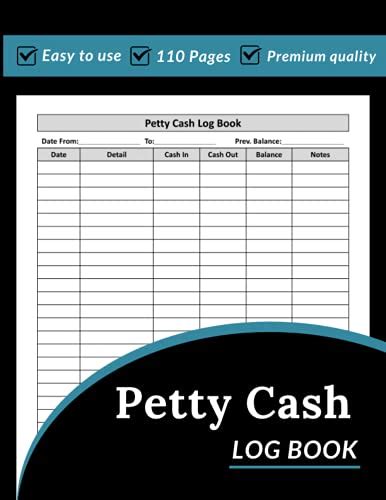 Petty Cash Log Book Ledger For Petty Cash Record Keeping Large