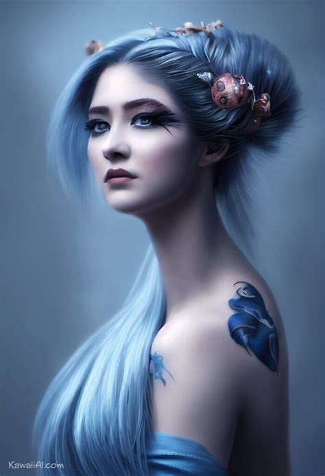 Dreamy Midjourney Ai Portraits Of Women With Blue Hair Kawaii Ai