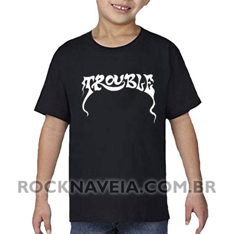 Camiseta Infantil Trouble ESTAMPARIA ROCK NA VEIA