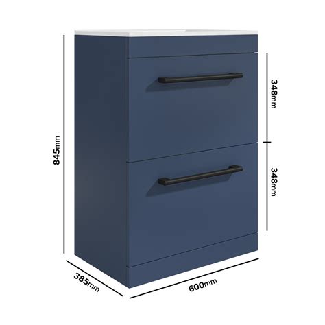 600mm Blue Freestanding Vanity Unit With Basin And Black Handle Ashford Better Bathrooms