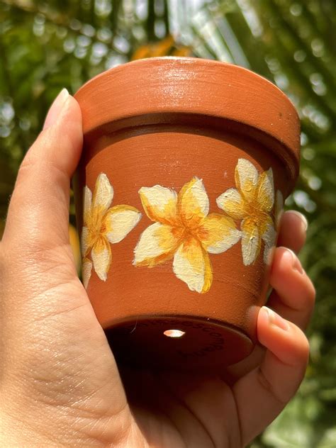 Pua Melia Pot Design Plumeria Pot Hand Painted On Terra Cotta Pot